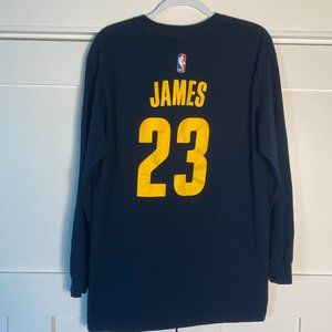 Lebron James Cavs ADIDAS Long Sleeve Shirt Navy Blue NBA Jersey 23